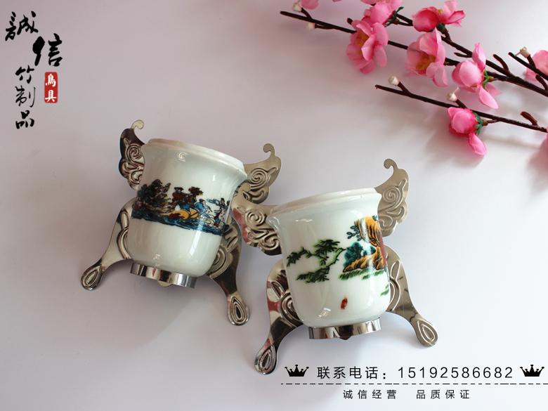 百灵不锈钢陶瓷水碗（外挂画眉鹩哥八哥鸟笼饮水器蝴蝶水碗鸟具