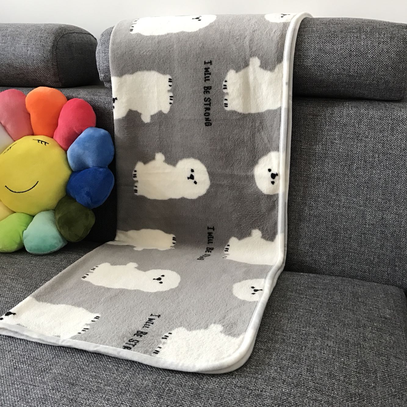 休闲毯时尚可爱灰色比熊午睡