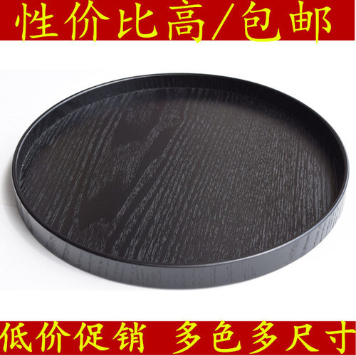 手绘多尺寸圆木日韩餐饮酒店茶盘