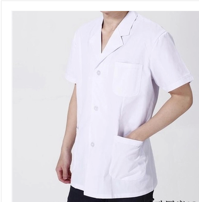 短款男医生服夏装半身短袖白大褂小褂医院医师服牙科工作服白促销