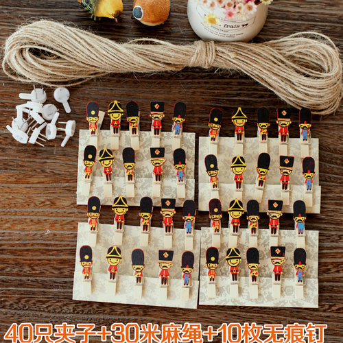 包邮胡桃创意木质装饰绳小夹子