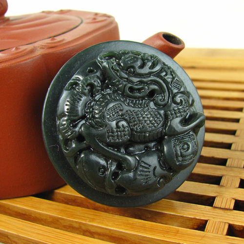 和田玉麒麟皮带扣招财天然玉石