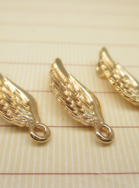 diy手工饰品材料配件 24K包金黄铜金属小翅膀吊坠羽翼挂坠挂饰