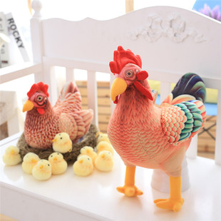 创意鸡年吉祥物毛绒玩具公仔新款生肖鸡仿真大公鸡母鸡仔玩偶摆件