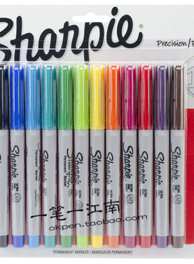 Sharpie 37175PP Permanent Marker三福极细芯彩色记号笔 12色