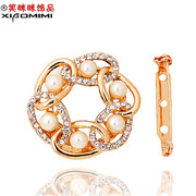 Smiling heart Korean silk scarf-button suit dress leather rhinestone brooch brooch clasp scarf ring