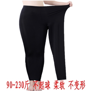 妈妈中老年裤加肥加大码打底裤胖MM女外穿薄款冰丝弹力修身健美裤