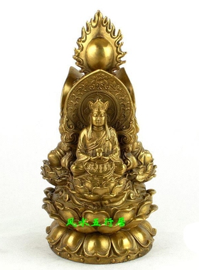 纯铜三面佛小号地藏王观音菩萨