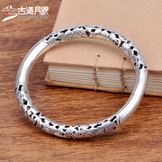 Trail month 990 silver bracelets Silver Jewelry Sterling Silver ladies bracelets with pure silver closed cylindrical hollow auspicious floral