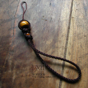 XU手工定制天然优质虎眼石挂件创意手机链古典手编绳情侣挂绳推荐