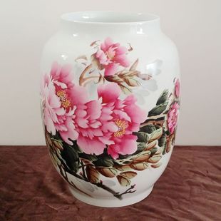景德镇陶瓷花瓶名人名作中国书画陶瓷美术大师 彭文生 国色天香