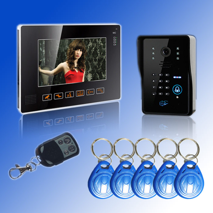 遥控密码刷卡楼宇对讲可视门铃家用一拖一别墅有线9寸彩色显示屏