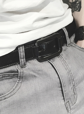 韩国男士细款皮带黑色休闲裤腰带简约英伦风男生皮质西裤窄版腰带
