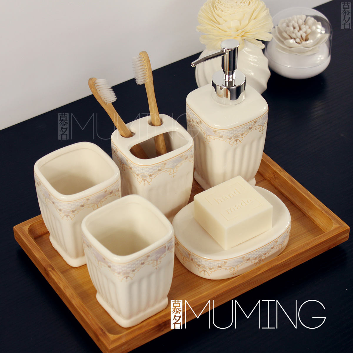  Rome Continental Porcelain Bathroom Set Five-piece bathroom family of four toiletries kit wash Specials