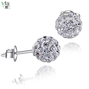 Seven treasure tree 925 fungus nails female Austria crystal earrings Korea genuine jewelry silver jewelry ear