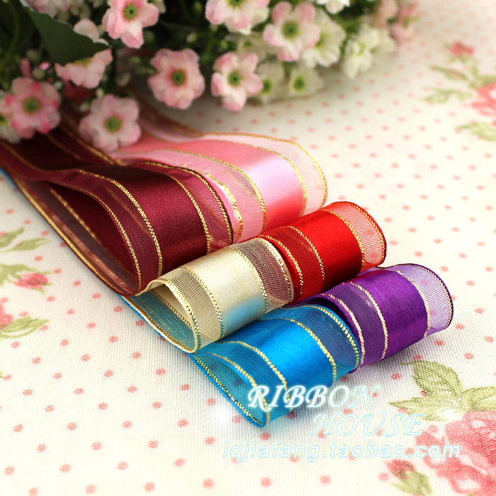 2.5cm缎带丝带绸带  四金边缎带 礼品包装丝带卷|msdalam kategori rumah Fabrik, bahan-bahan jahitan DIY, alat dan produk siap, Aksesori jahit DIY/aksesori/aksesori, Ribbon/reben/tali pinggang kain - dari Buy2taobao.com untuk memberikan perkhidmatan ejen Taobao profesional membeli