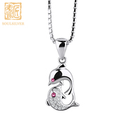 New stylish old silversmith Silver 925 sterling silver Dolphin pendant Crystal personalities sent his girlfriend silver pendants
