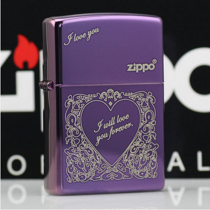 专柜原装正品zippo打火机正版 紫冰2014永远的爱 爱你一世 包邮！