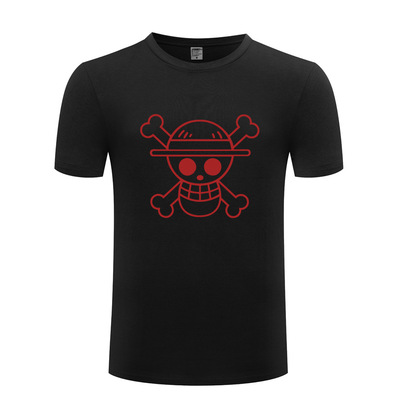 男式短袖T恤 One Piece Luffy Straw Hat 海贼王 可爱动漫卡通