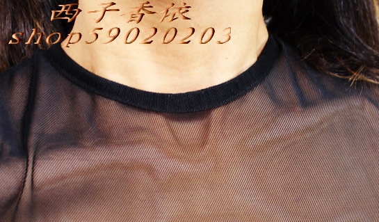 网纱超薄修身显瘦打底衫小圆领