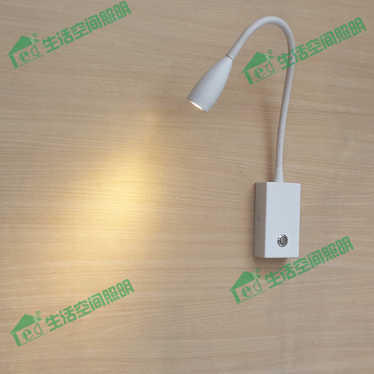 스위치가있는 하이 엔드 터치 디밍이 가능한 흑백 간단한 LED 침대 옆 벽 램프 호텔 클럽 LED 독서 램프 3W
