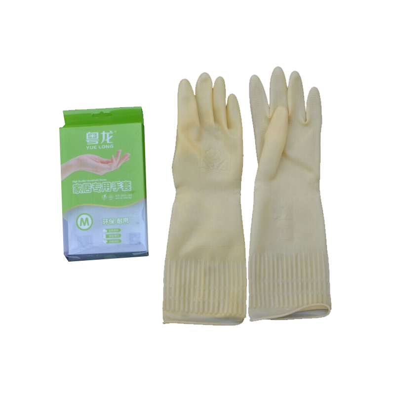 粤龙 奥克莱加厚牛筋乳胶手套/洗碗 洗衣 家务手套 橡胶手套S号
