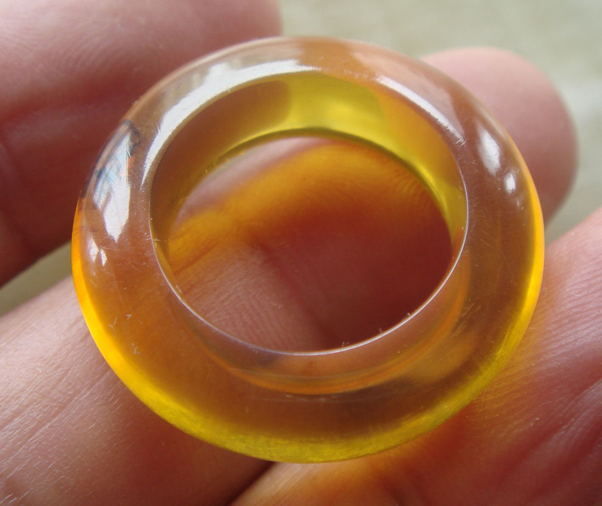 缅甸天然琥珀2.1克金珀手箍戒面中号指环06