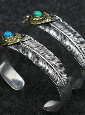 原创设计风纯银复古羽毛手环