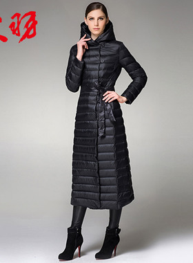 大羽女式新款轻薄羽绒服女长款过膝长冬装外套加长修身9721
