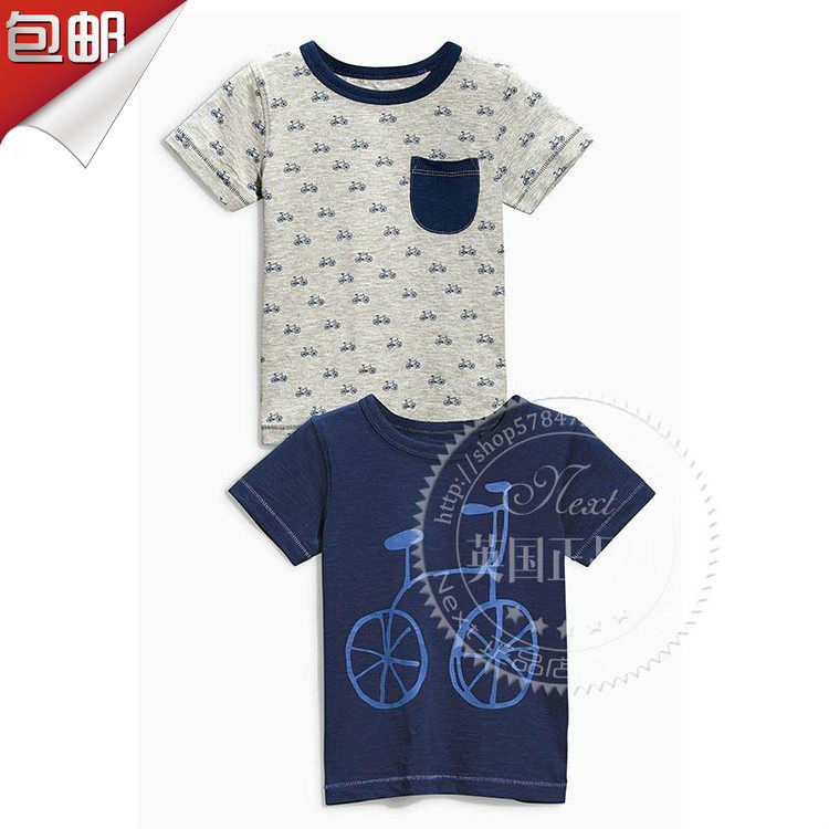 【现货包邮】NEXT童装纯棉自行车短袖印花T恤2件装 6-9个月