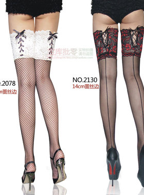 拼6双包邮 BEILEISI 宽边10CM蕾丝边中网高统袜 长筒大脚袜2078