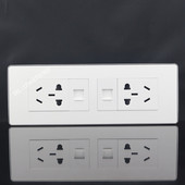 小五孔 118型电源带电脑电话开关插座面板 网络电话插座 大版 银边