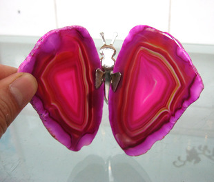 天然水晶花片294玛瑙切片蝴蝶摆件原石8.5厘米灯饰玉髓蝴蝶电视墙