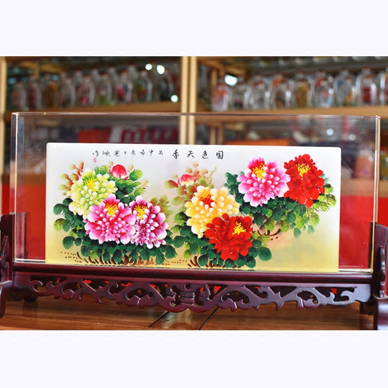 水晶内画富贵风玻璃装饰品