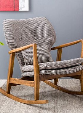 北美橡木摇椅 实木家具躺椅拆洗阳台懒人椅 新中式客厅书房逍遥椅