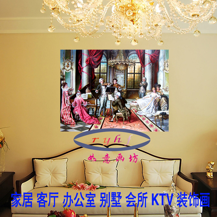 欧式酒店歌舞厅书房配画 复古名画 沙发背景装饰画 西洋宫廷油画图片