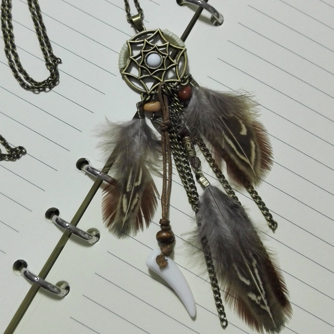 捕梦网长款流苏耳环波西米亚羽毛民族风项链独特摄影视女饰品