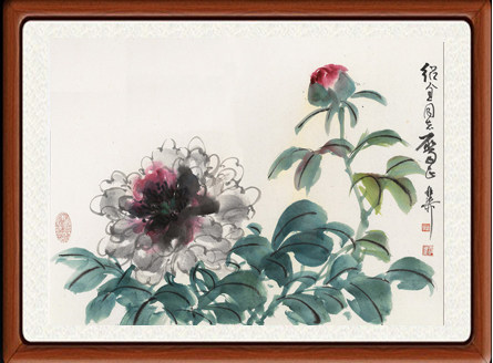 装饰画国画名人字画荷客厅山水画集高清书画作品谢稚柳牡丹赠装裱