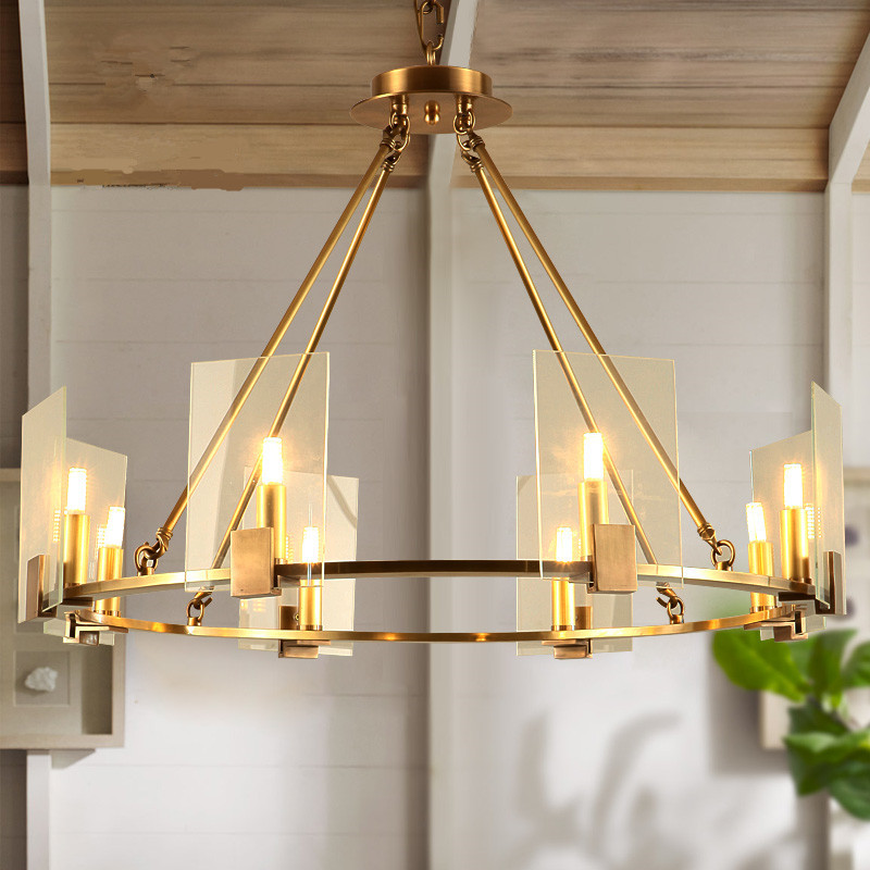 全铜设计师样板房法式风玻璃灯罩