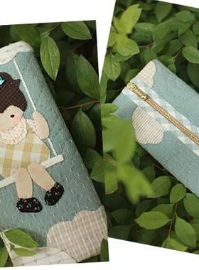 只卖图纸手工布艺DIY 实物1:1图纸 t007 女孩荡秋千笔袋 手拿包