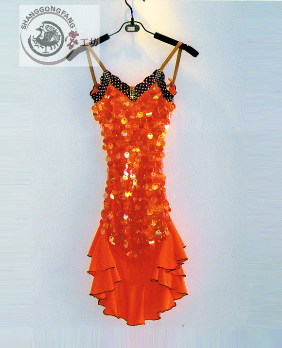 少儿拉丁表演服装新款成人儿童演出服女 拉丁舞裙比赛服亮片LD-7