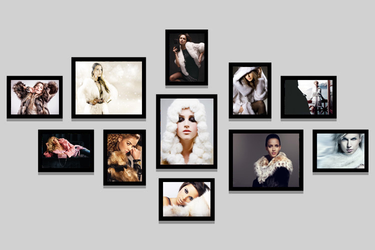 欧美时尚皮草裘皮大衣服装店皮革装饰画照片墙相框墙挂画壁画墙画