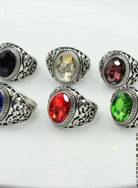 男士欧美复古朋克风宝石戒指