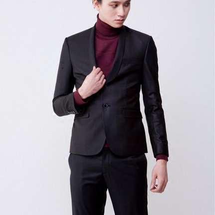 韩国代购男士西服圆领英伦修身商务潮男韩版新郎伴郎男西装婚礼