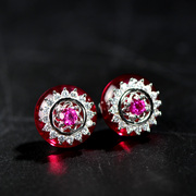 Very sweet Thai s925 silver Ruby Earrings ladies Japan Korea fashion jewelry