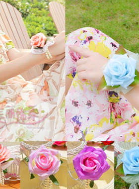 波西米亚风玫瑰花朵仿真海边手链