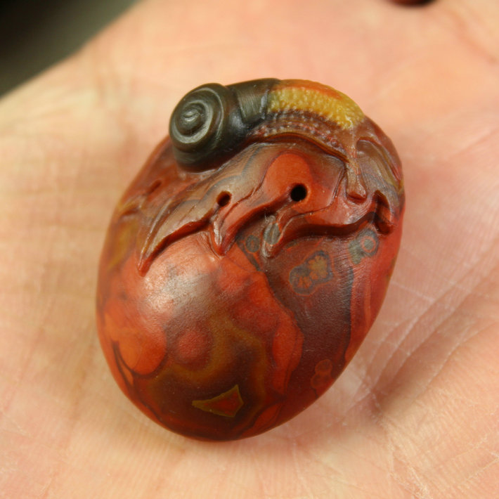 【战国红专卖】天然宣化上谷战国红玛瑙雕刻蜗牛吊坠挂坠 精品