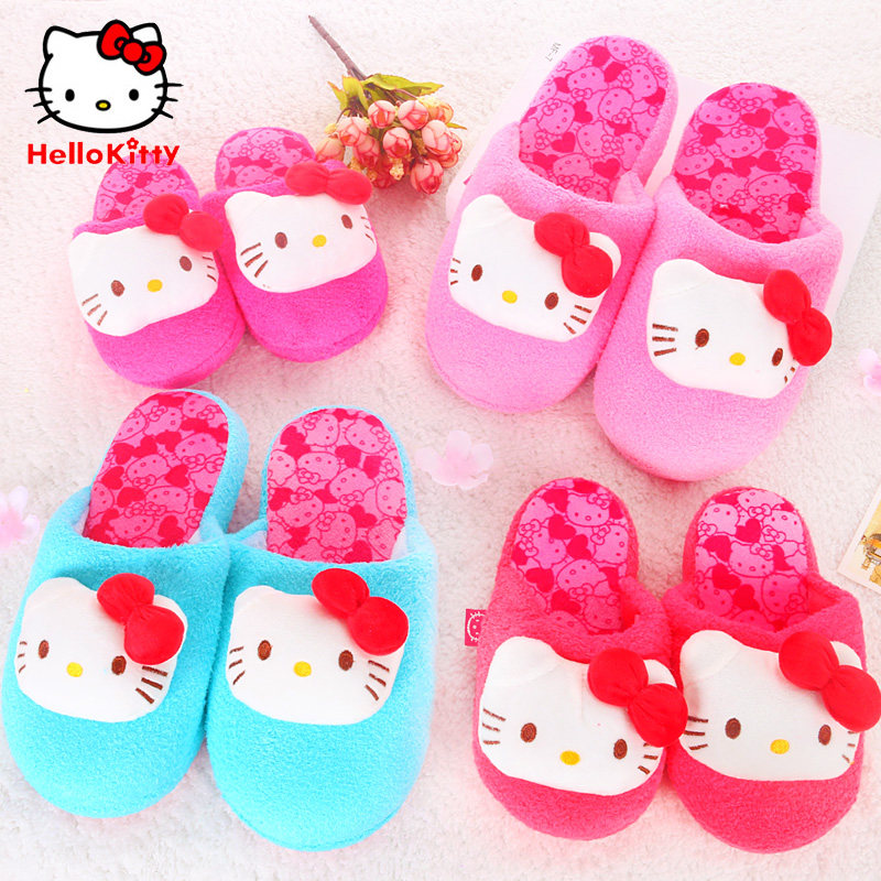 Pantoufles enfants en suède HELLO KITTY pour hiver - semelle tendon - Ref 1007494 Image 1