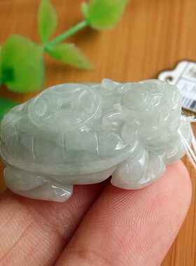 95324立体款大个龙头龟坠送证书 缅甸玉天然A货翡翠玉龙龟坠子