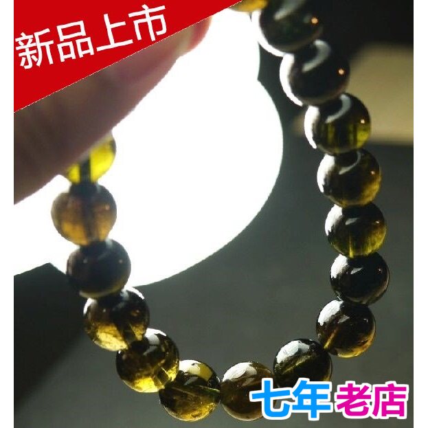天然巴西油艳墨绿碧玺水晶手链手串女男情侣时尚饰品特价可出证书